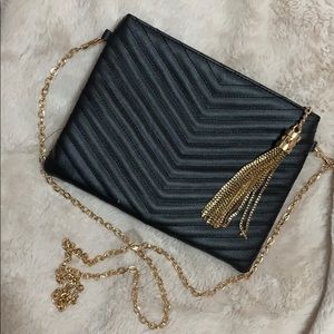 Chevron faux leather clutch/crossbody
